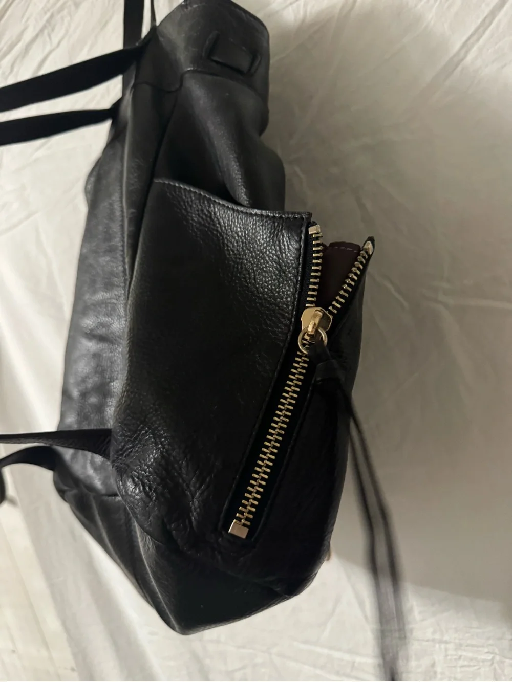 Black Leather Tassel Backpack Tote - Women's Bag